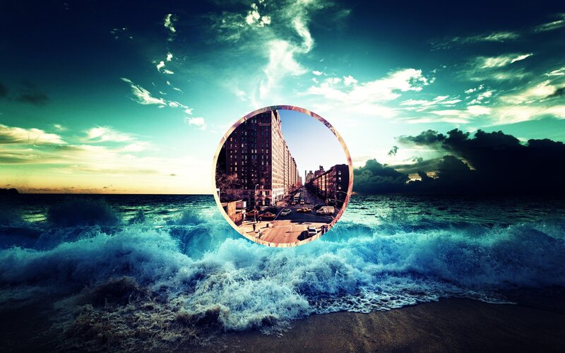 City Street Through Circular Frame