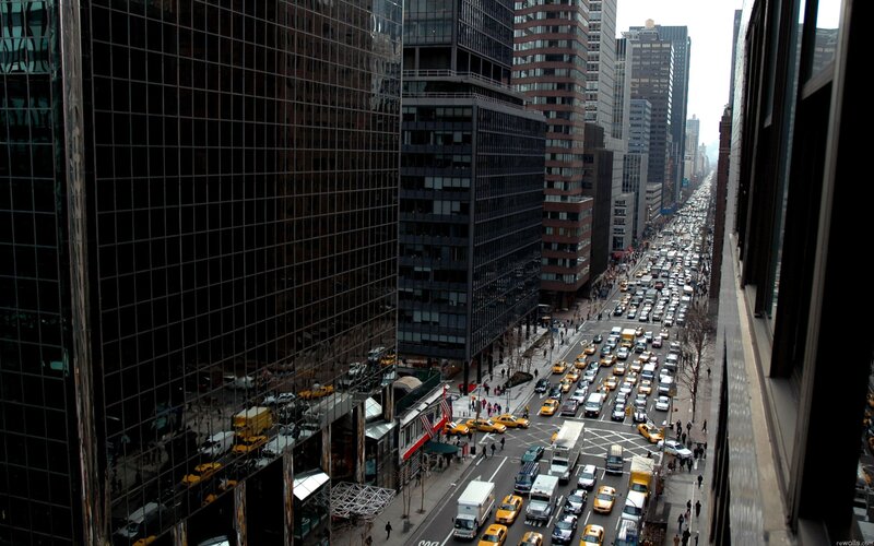 City street traffic view