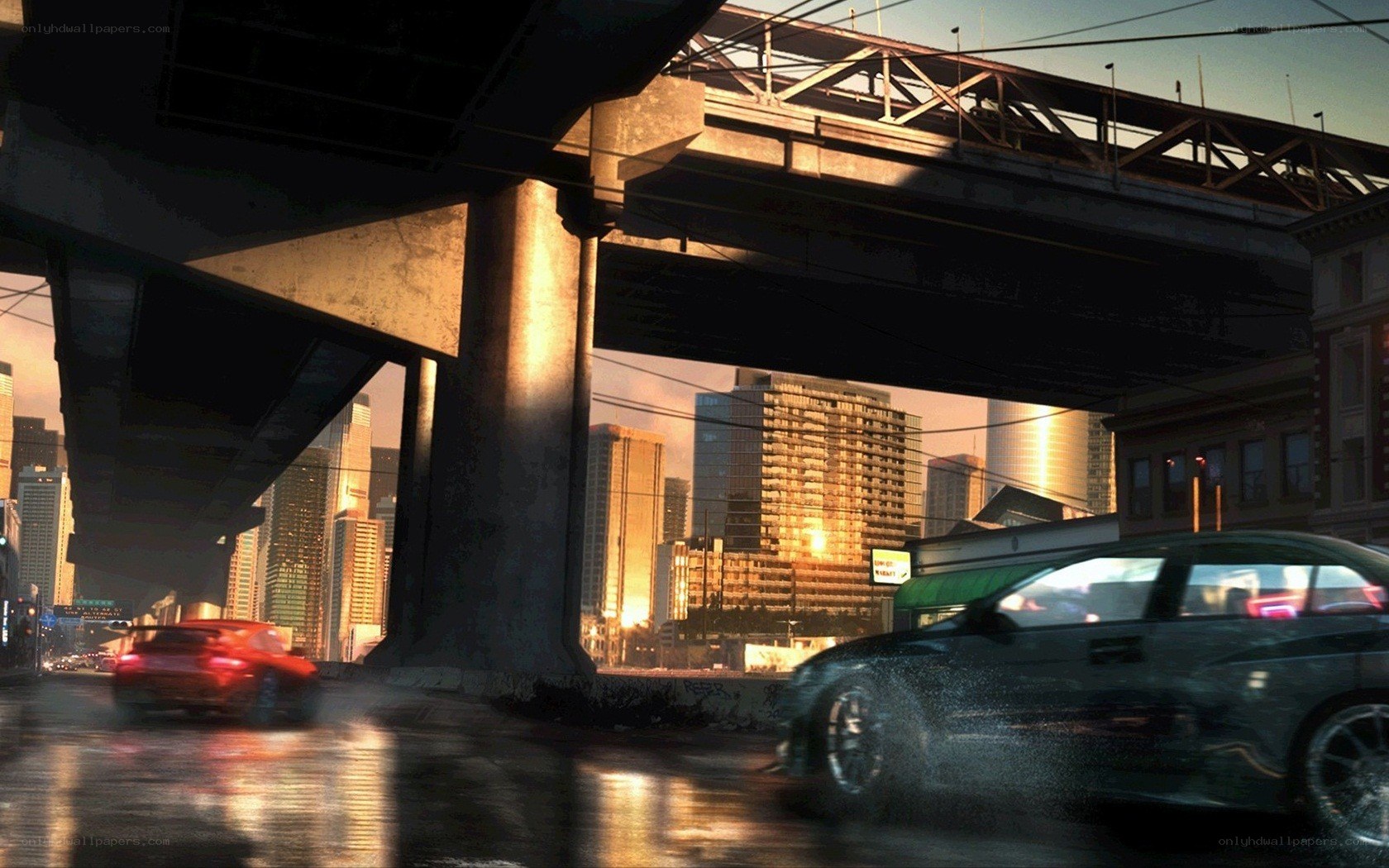 City street under overpass