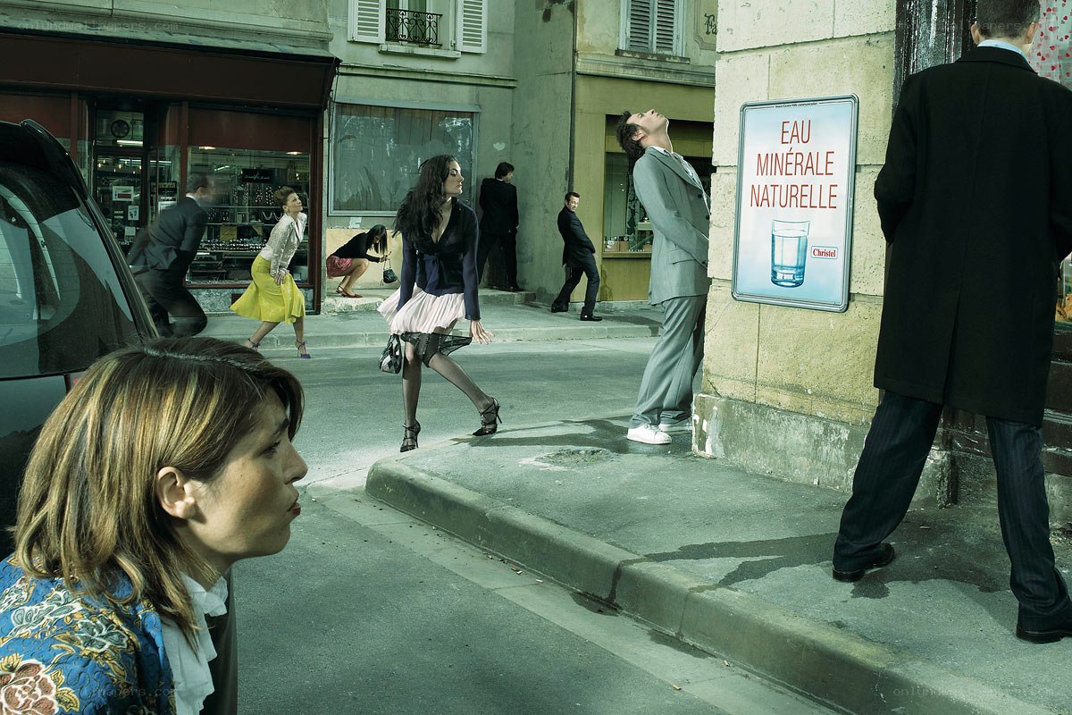 City street with advertisement