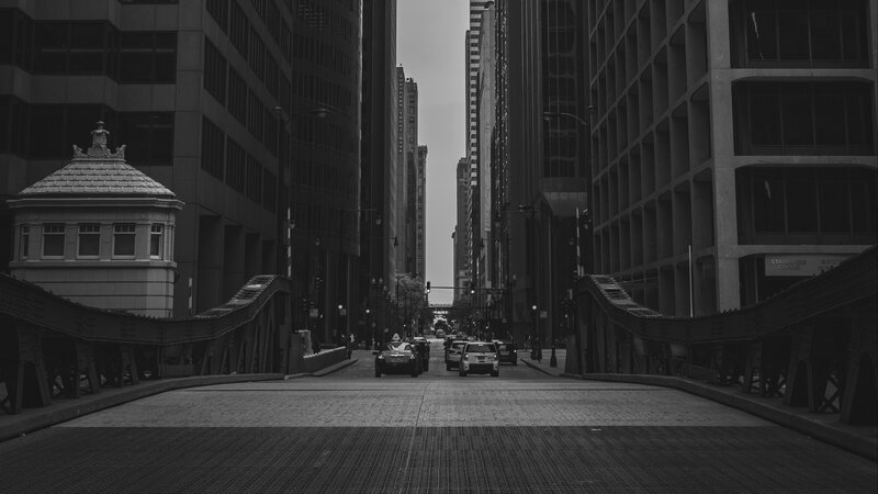 City Street with Bridge — Black