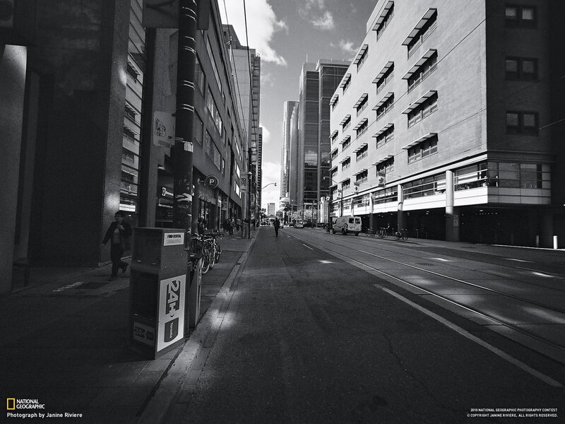 City Street with Buildings — Black