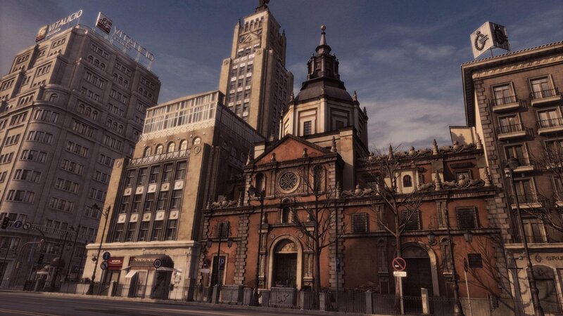 City Street with Buildings — Brown