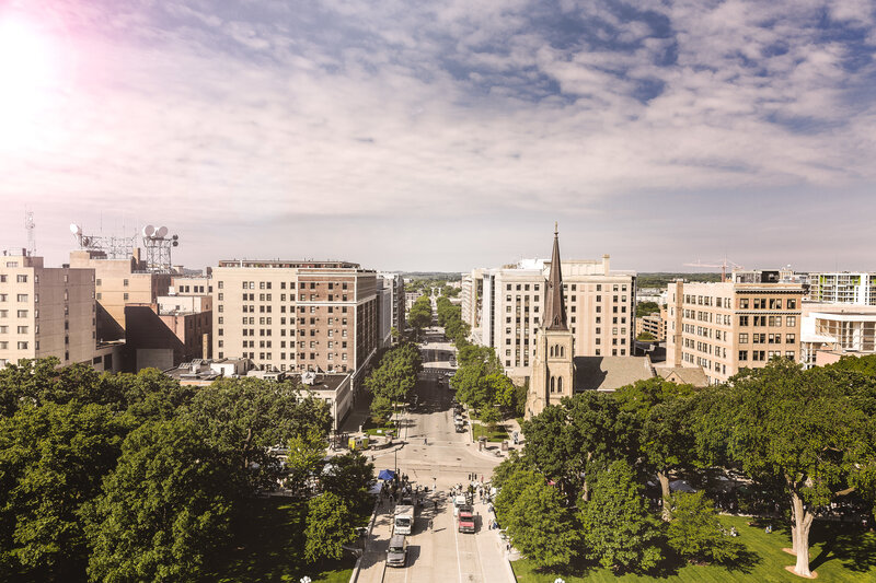 City Street with Church — Green