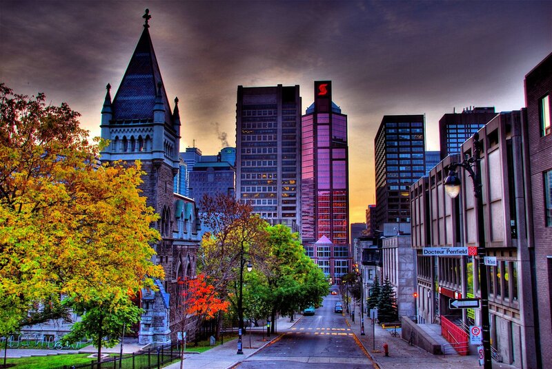 City Street with Church