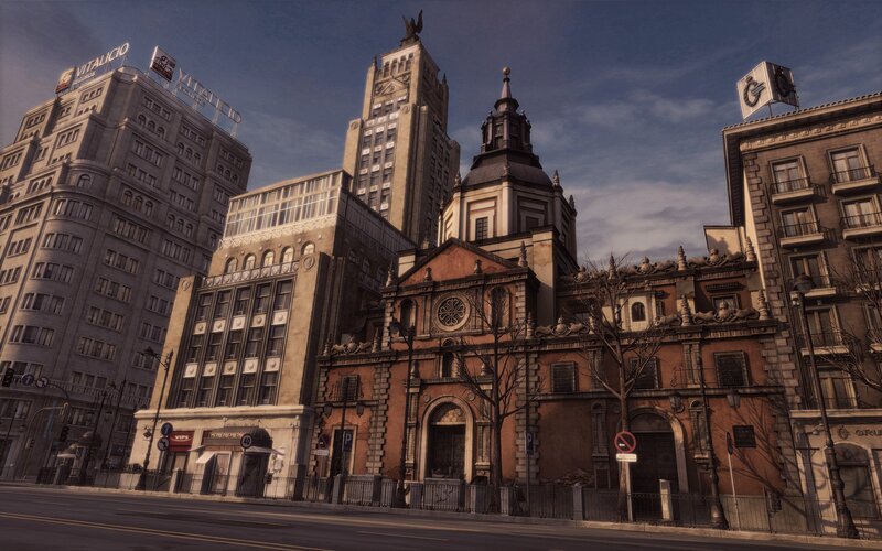 city street with historic buildings