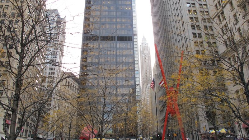 City street with modern skyscrapers