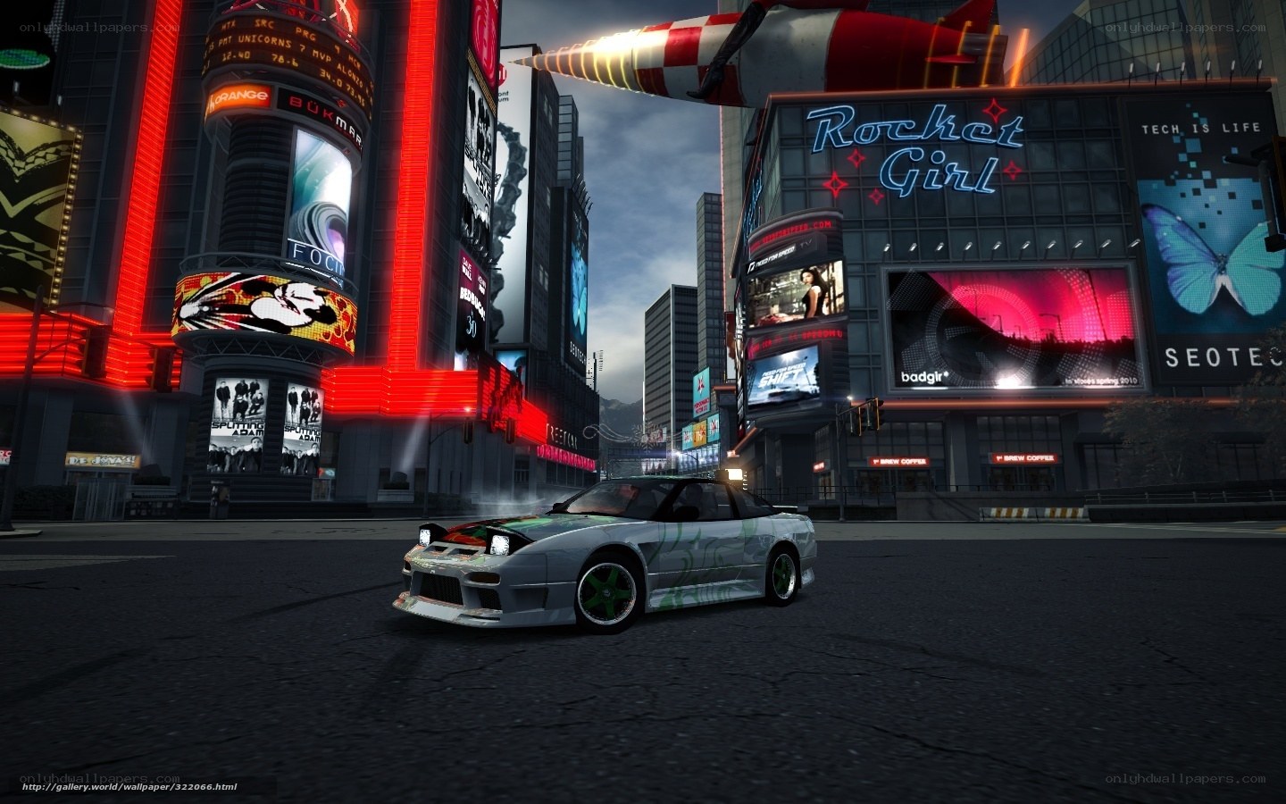 city street with racing car