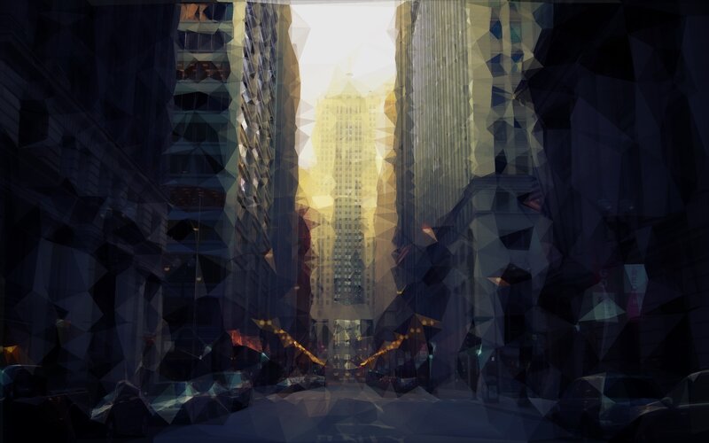 City Street with Skyscrapers — Yellow