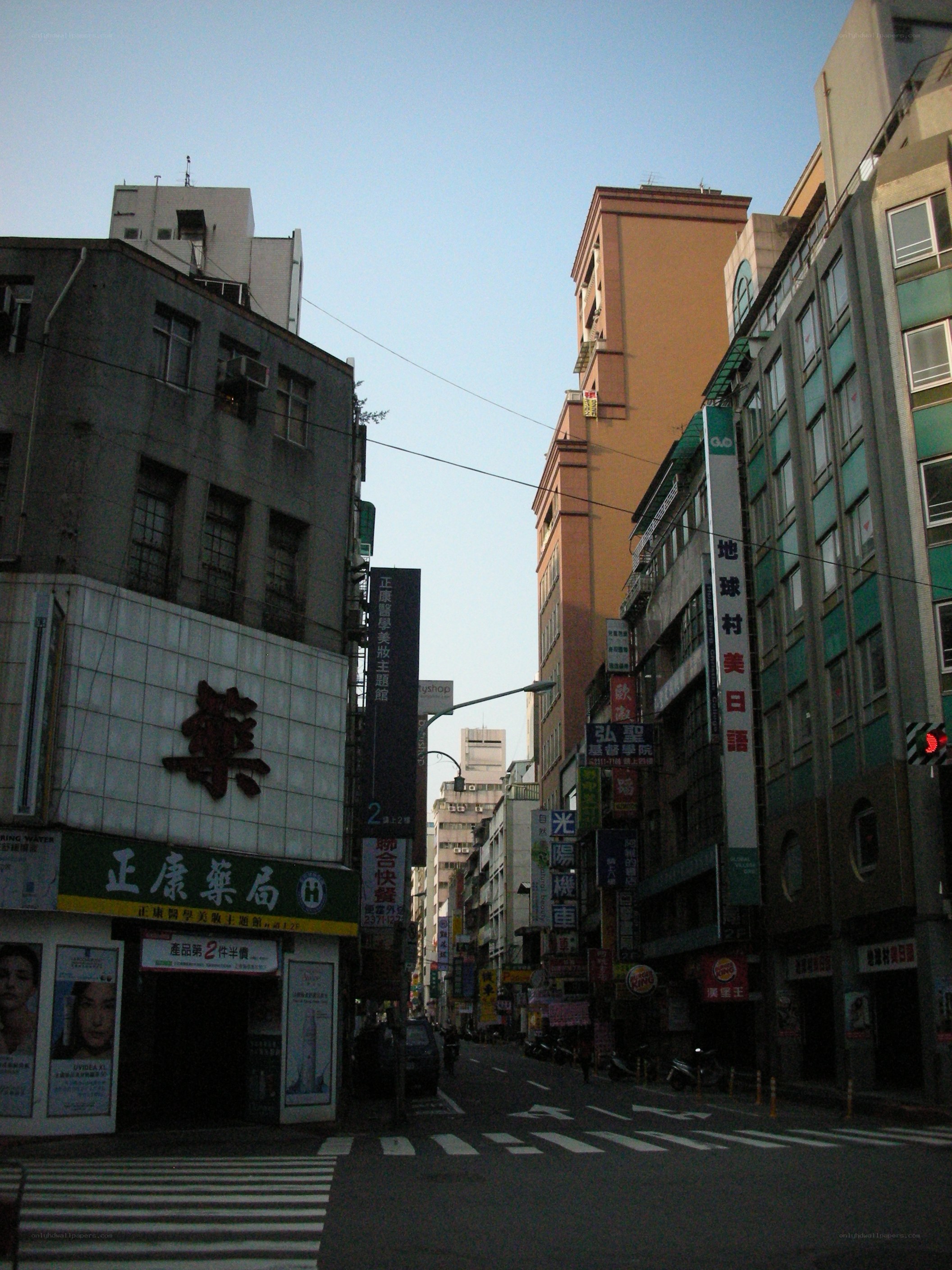 City street with storefronts