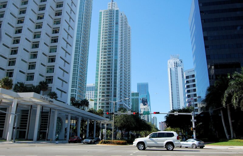 City street with tall buildings