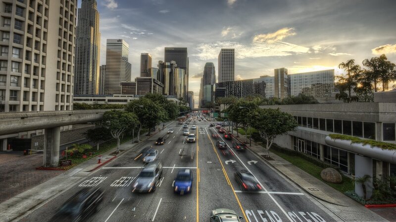 City Street with Traffic — Gray, Dramatic