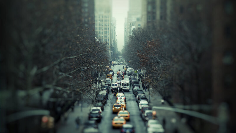City street with traffic