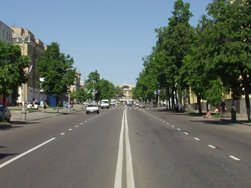 City street with trees and buildings