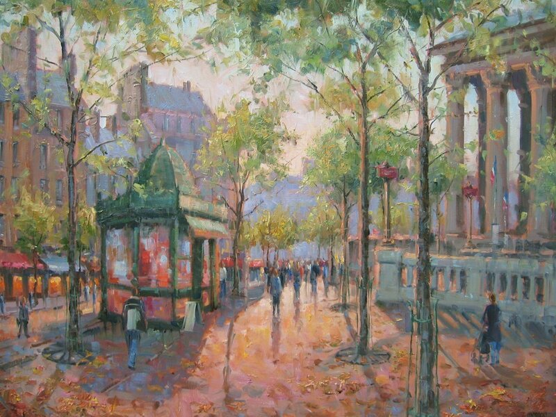 City Street with Trees