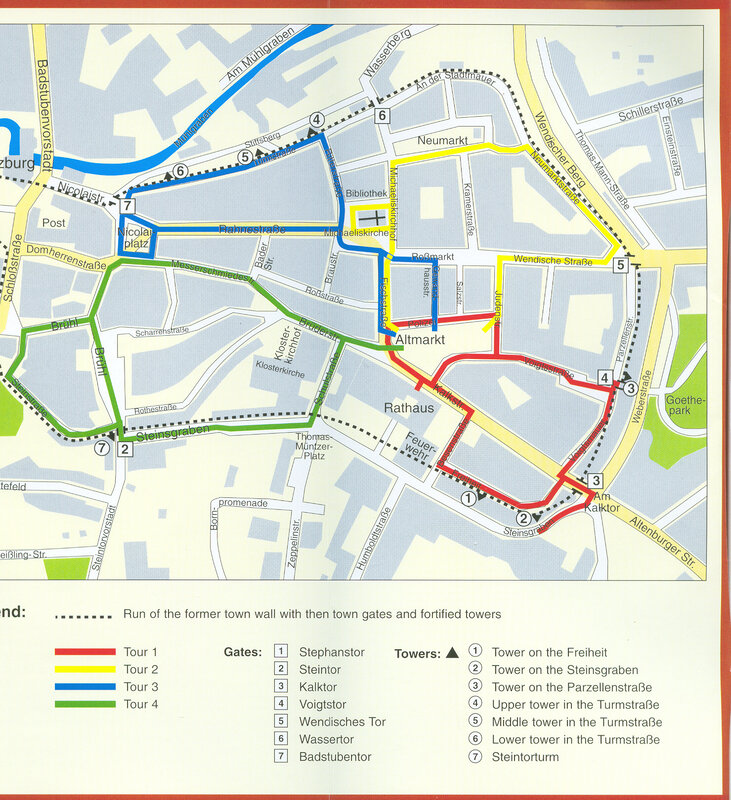 City tour map with four routes