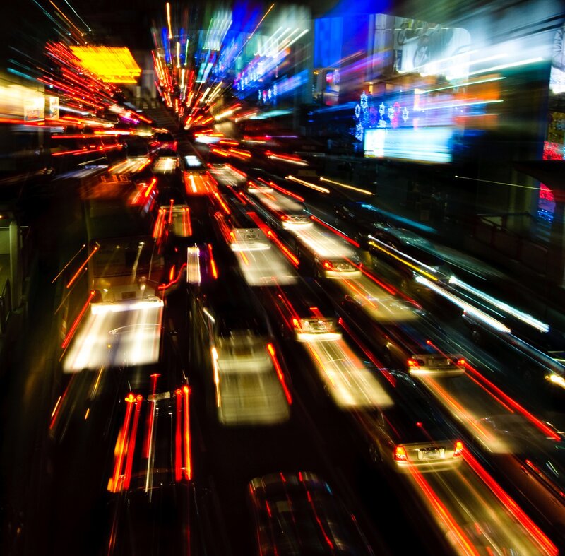 City traffic light trails