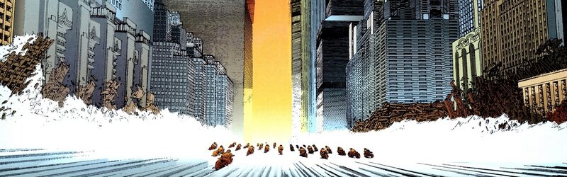 City under a beam of light