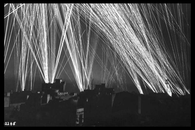 City under searchlights
