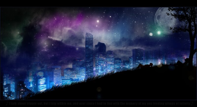 city under starry sky