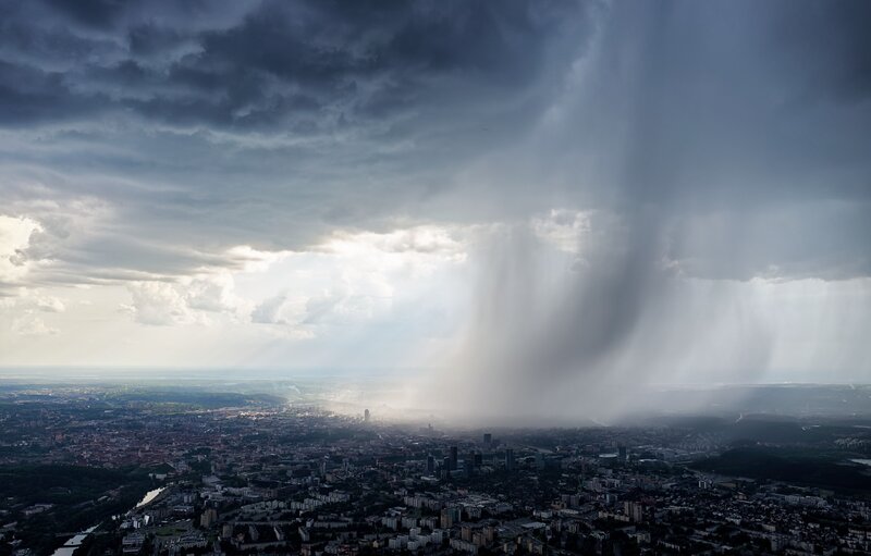 City under Storm Clouds — Gray, Dramatic
