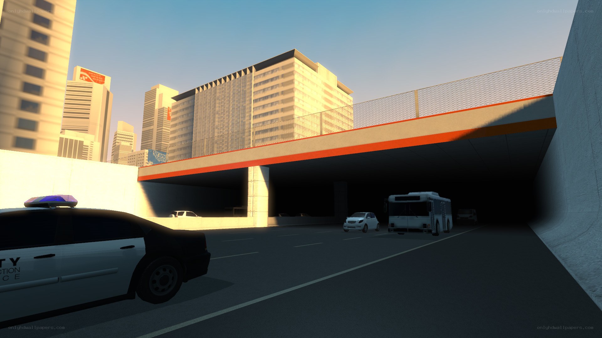 city underpass scene