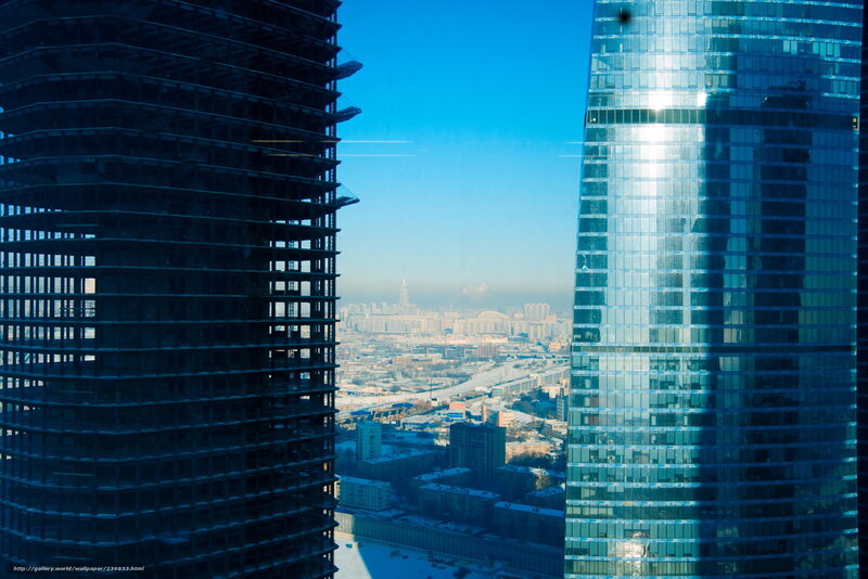 City view between skyscrapers