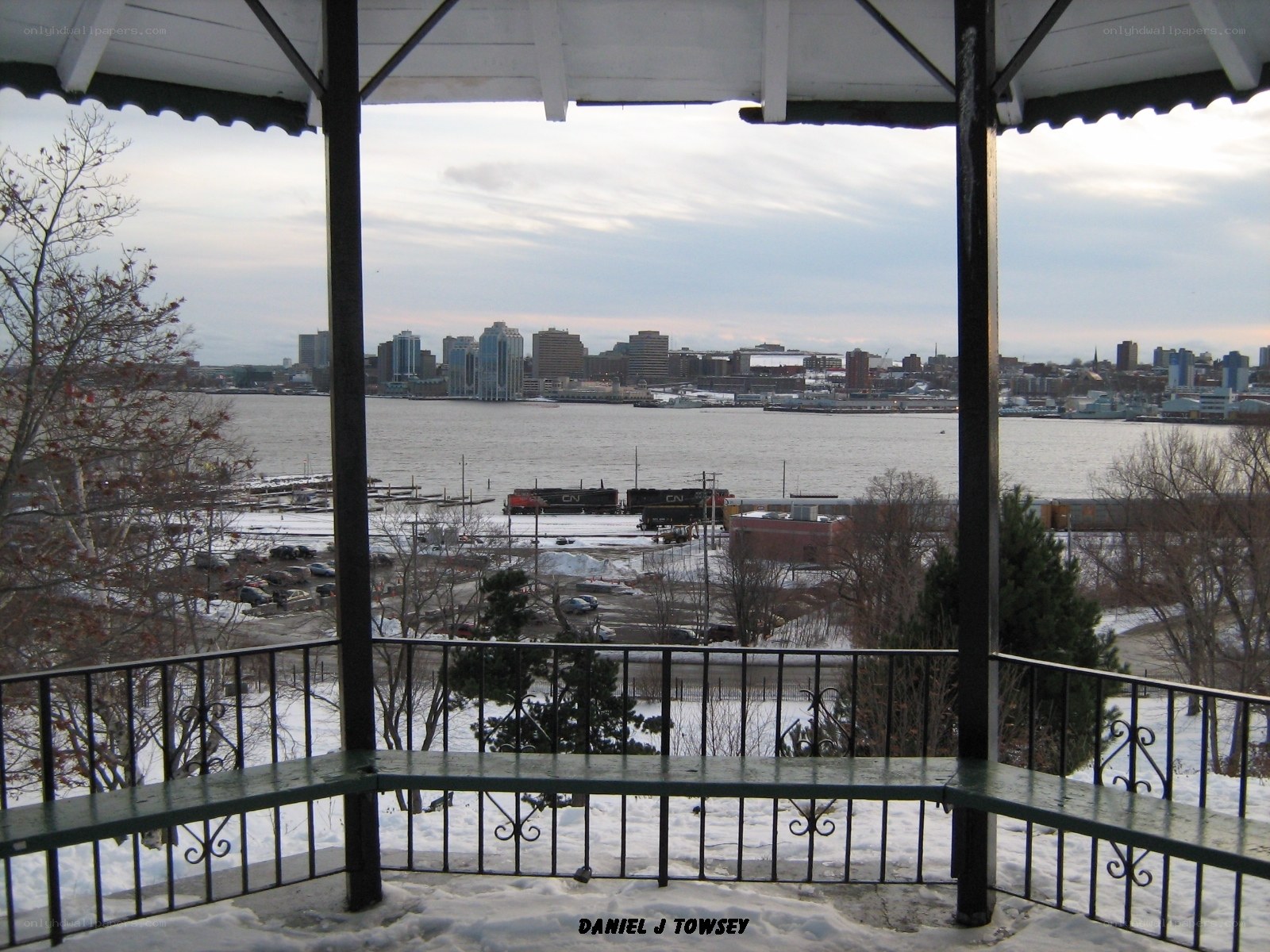 City view from a gazebo
