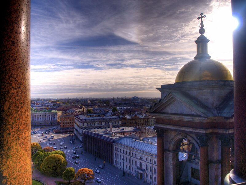 City view from a golden dome