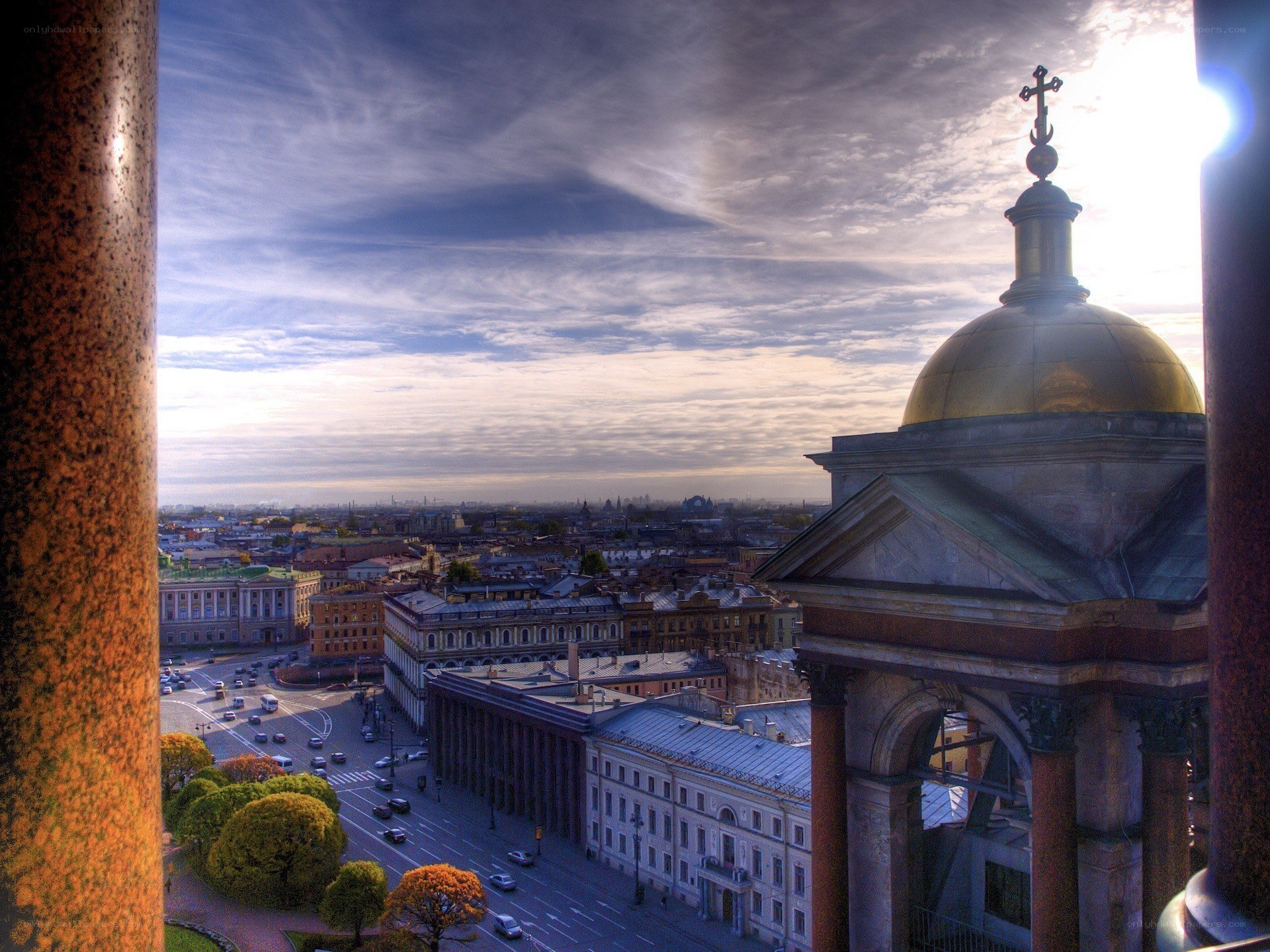 City view from a golden dome