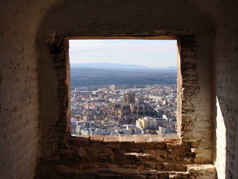 city view from ancient window
