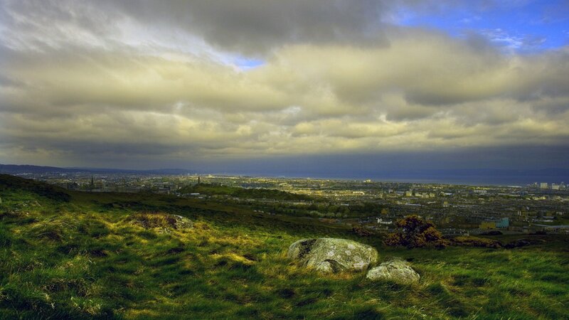 City View from Hill — Green, Dramatic