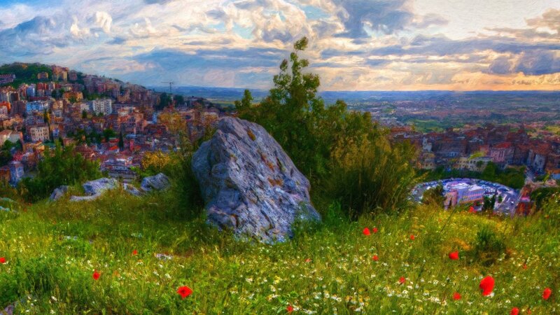 City View from Hillside — Green, Serene