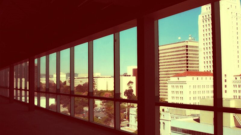 City View from Window — Red, Serene, Afternoon