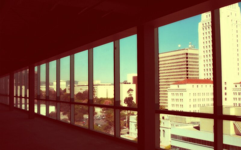 City View from Window — Red, Serene