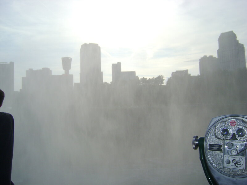 City view through mist