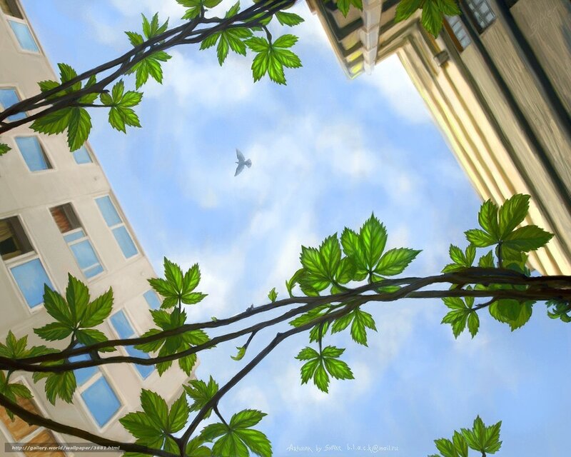 City view with green vines
