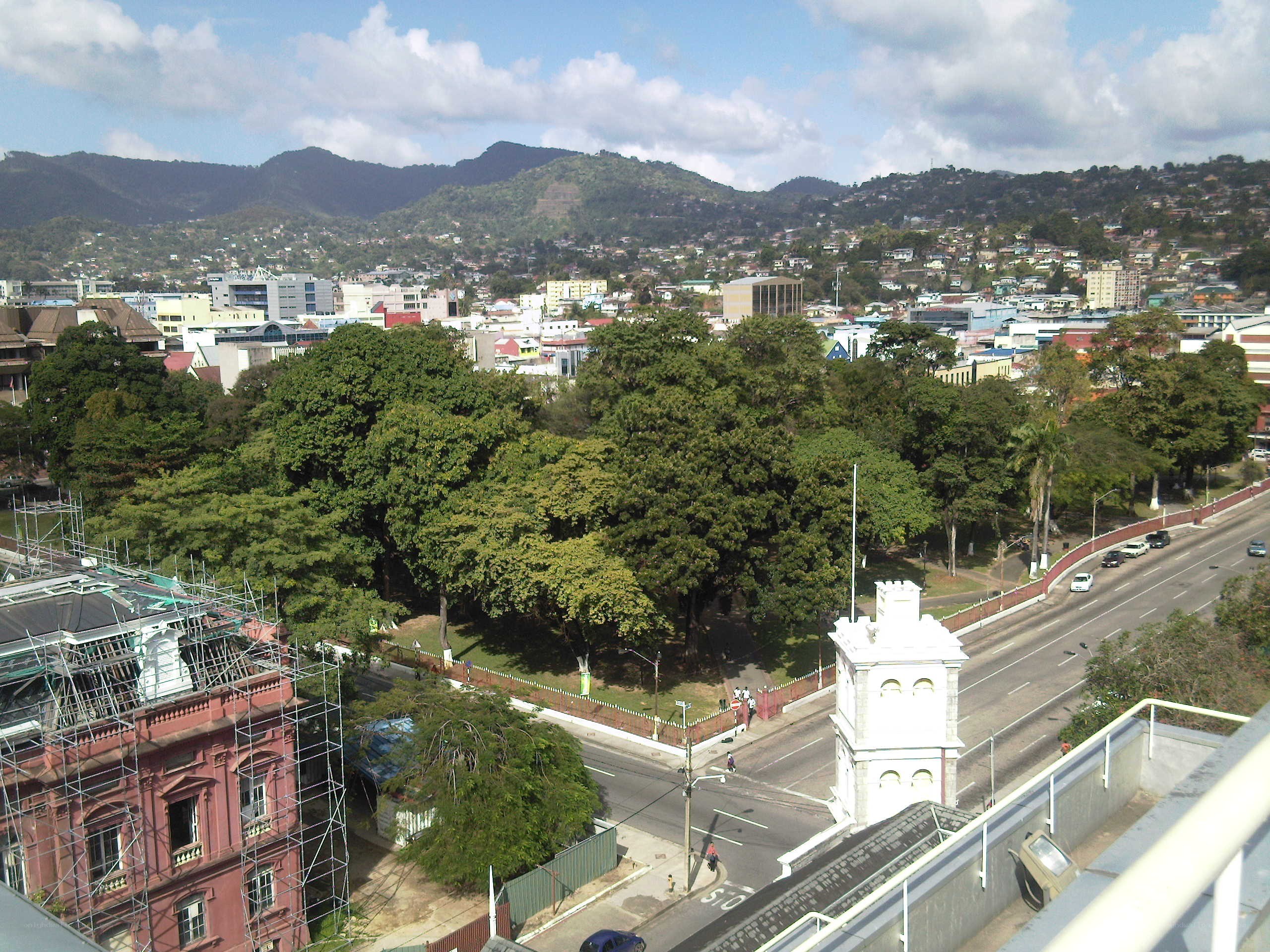 city view with mountains in background