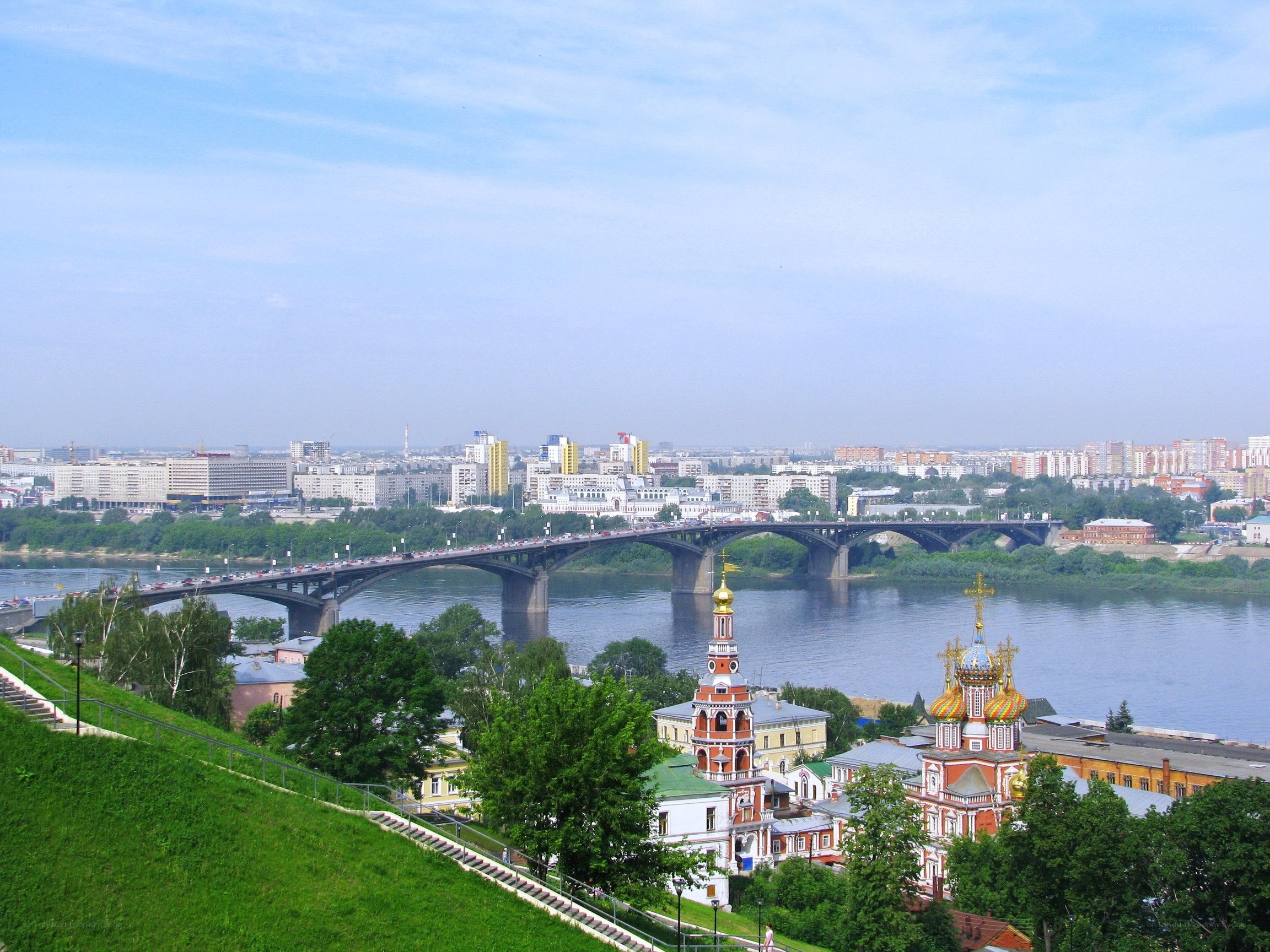 City view with river and bridge
