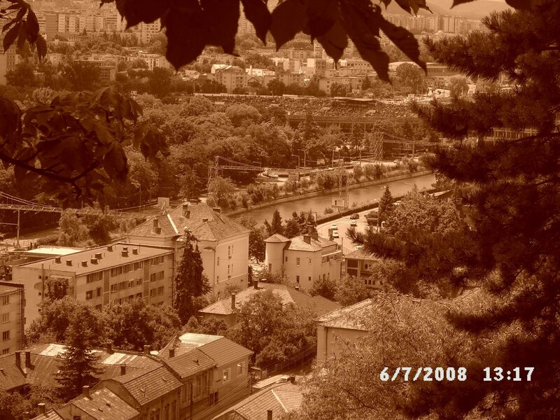 city view with river and stadium
