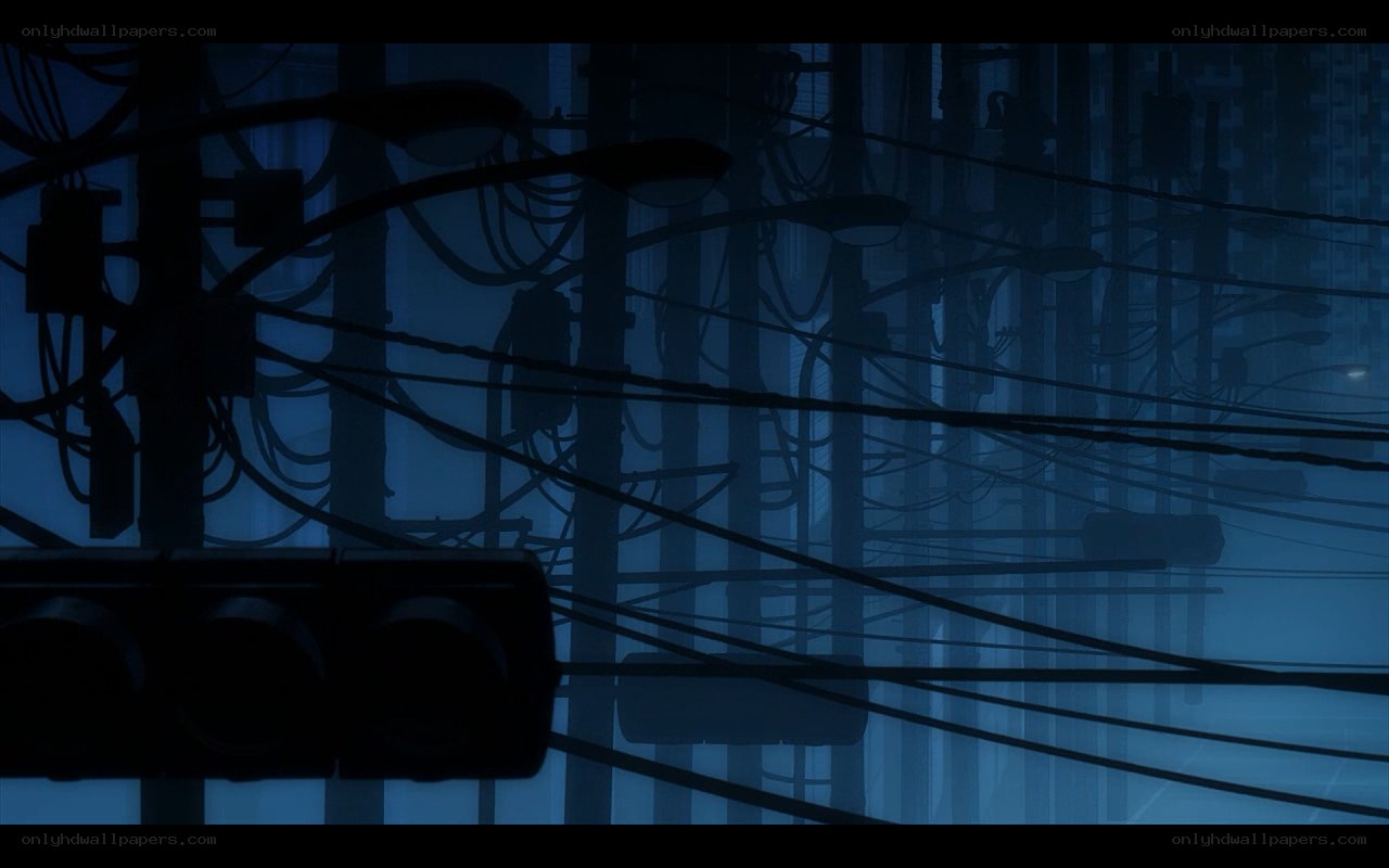 City wires at night