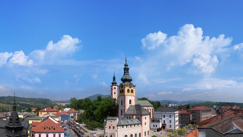 City with Church Towers — Blue