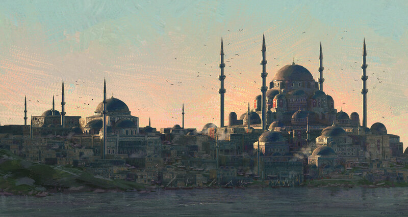 City with Domes and Minarets — Blue