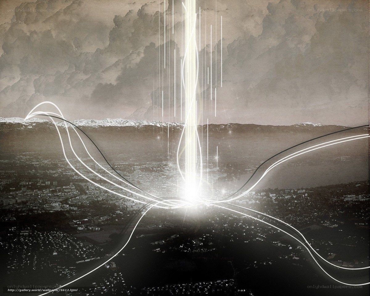 City with Light Beams