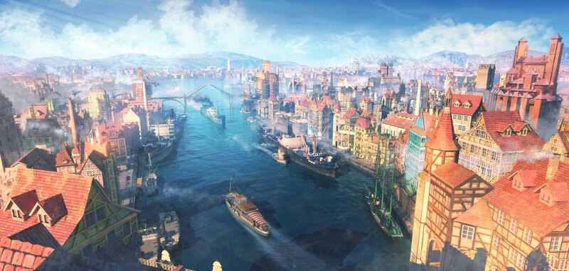 City with River and Ships