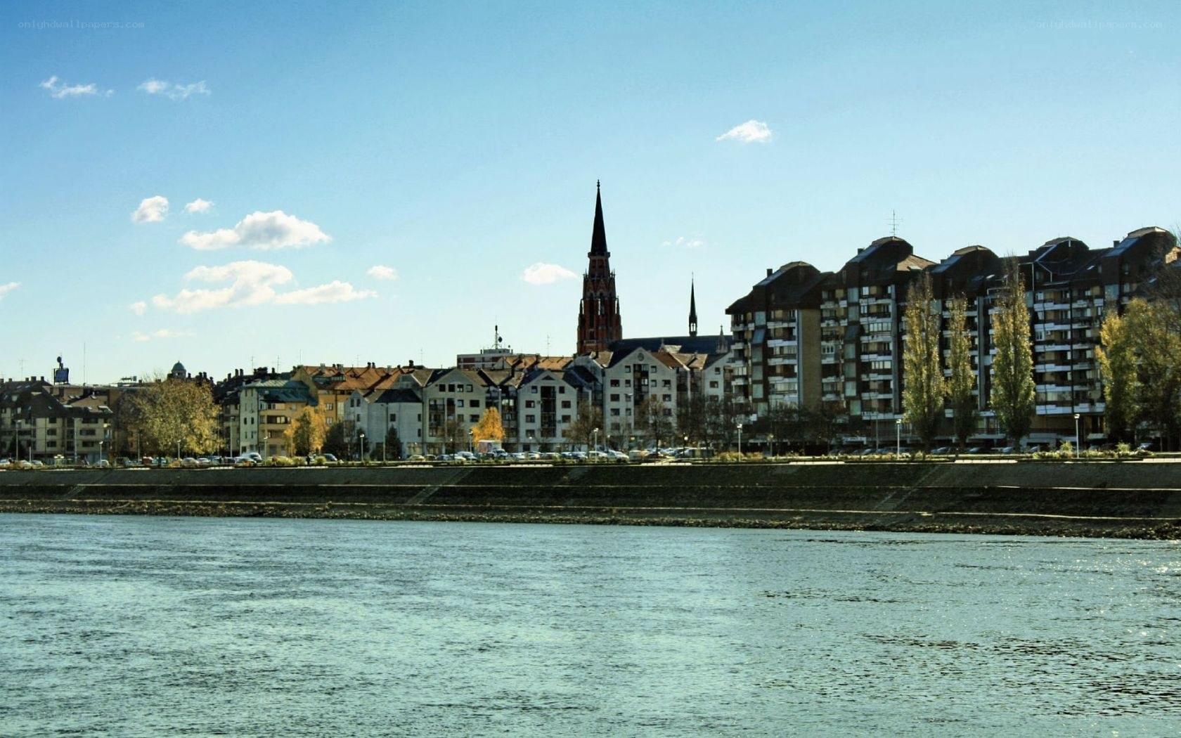 cityscape along a river