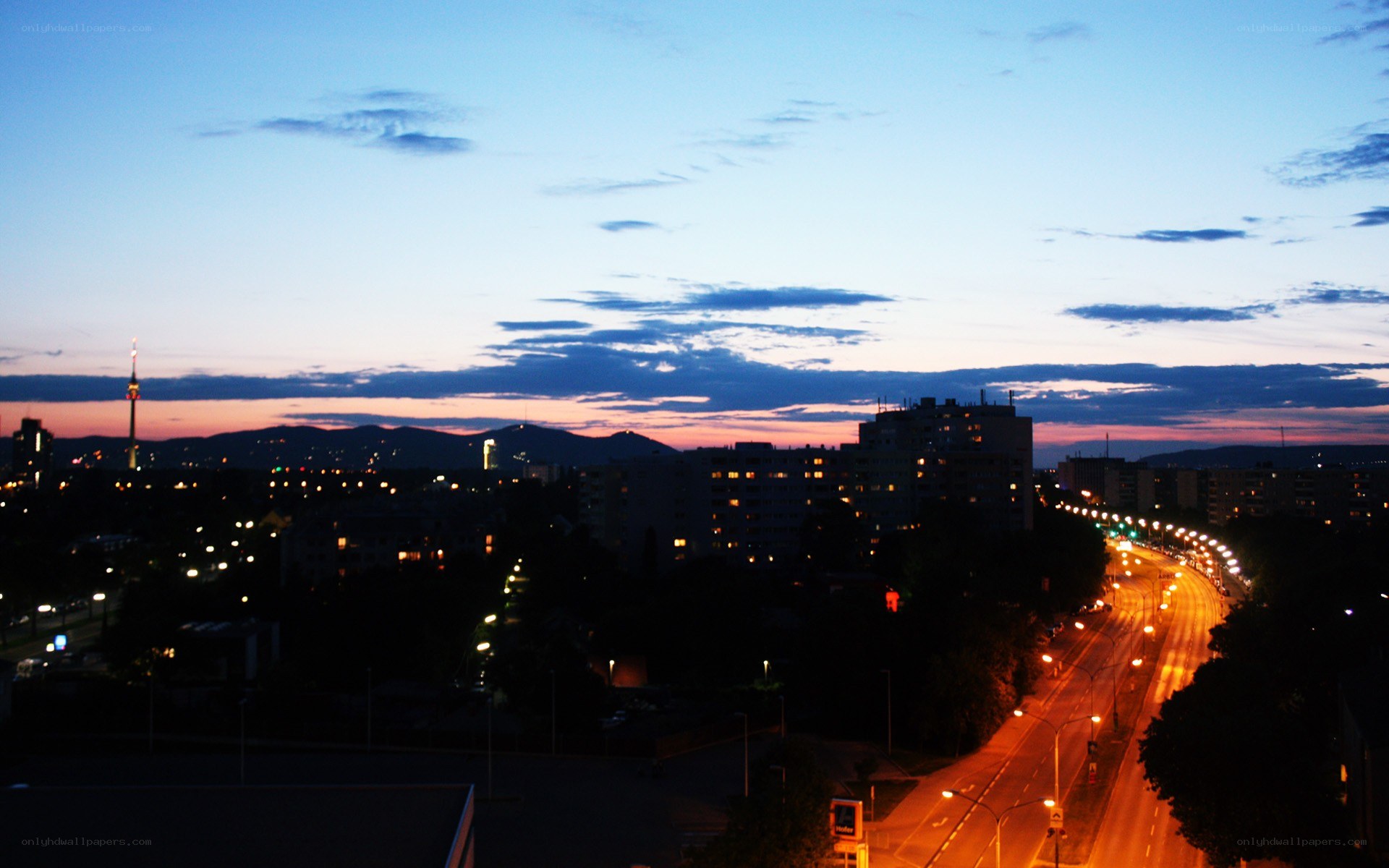 cityscape at dusk