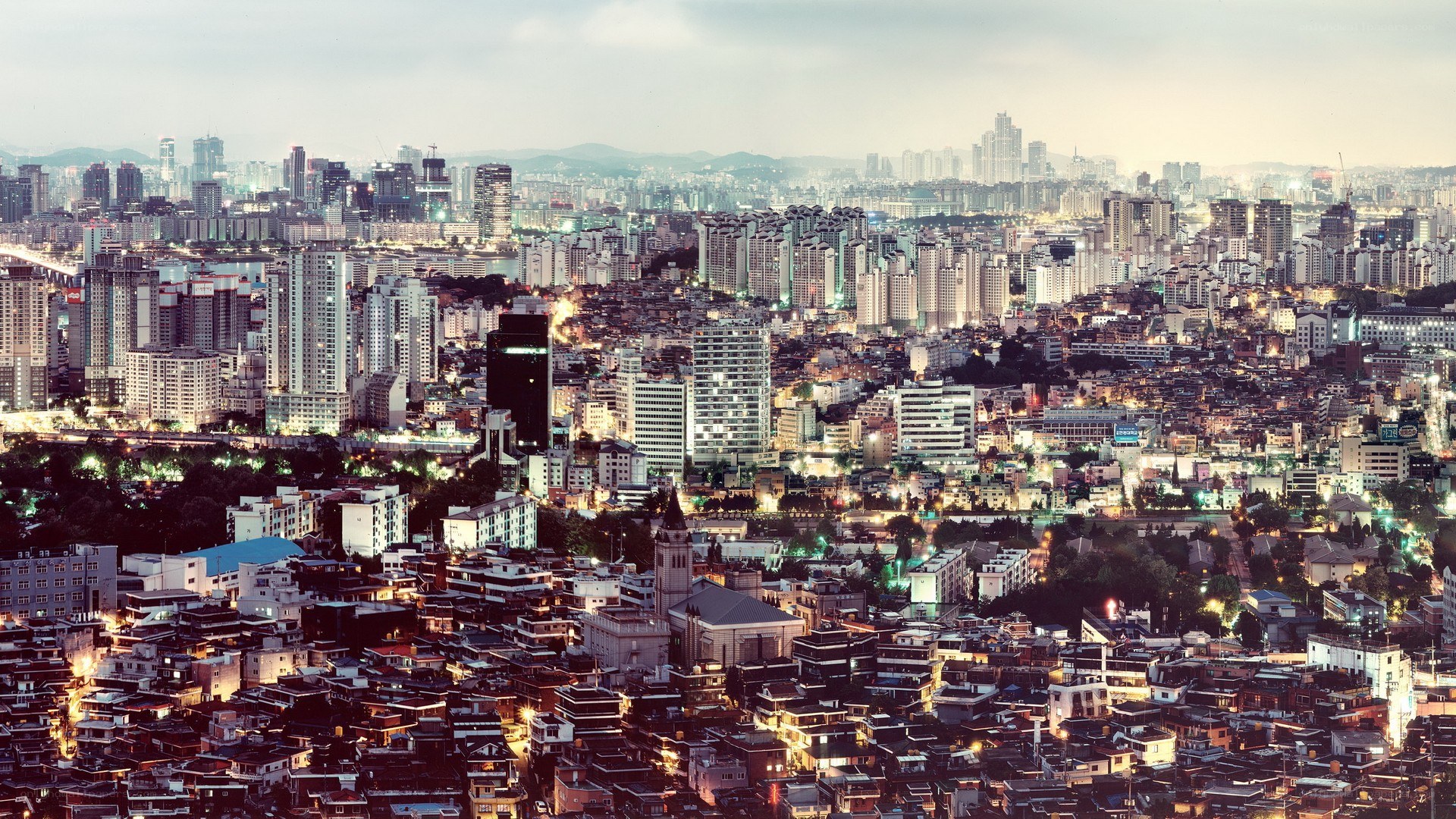 cityscape at dusk