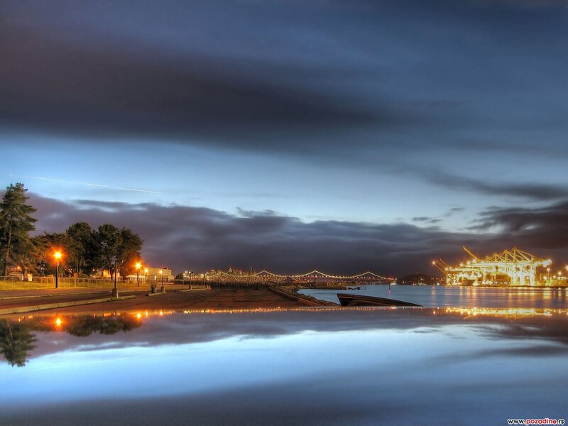 Cityscape at Dusk — Blue, Calm, Night, Photograph
