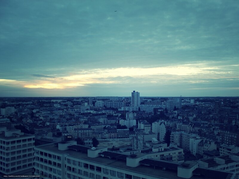 Cityscape at Dusk — Blue, Calm, Photograph